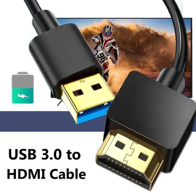 Alt view image 6 of 6 - JAENFONG USB to HDMI Cable USB-A to HDMI Adapter for Monitor Type-A Male to HDMI Male Adapter for TV/DVD Player/Projector/Monitor-6.6FT/2M (Black)