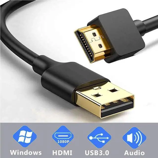 Alt view image 5 of 6 - JAENFONG USB to HDMI Cable USB-A to HDMI Adapter for Monitor Type-A Male to HDMI Male Adapter for TV/DVD Player/Projector/Monitor-6.6FT/2M (Black)