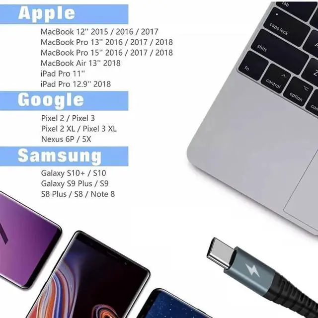 Alt view image 6 of 6 - USB C to USB C Cable 4ft 3 Pack Type C to C Charger Cable Fast Charging 60W Braided C to C for iPhone 16 15 Pro Max MacBook Pro/Air Galaxy S24 Ultra S23 iPad Pro