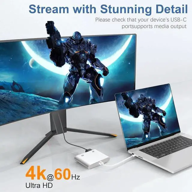 Alt view image 6 of 7 - JAENFONG USB C to HDMI Adapter for iPhone 15/16 to TV Type-C to HDMI Adapter with 100W Fast Charging &4K@60Hz HDMI Port Type C Digital AV HDMI Adapter for iPhone 15/16series MacBook Pro Air iPad Pro