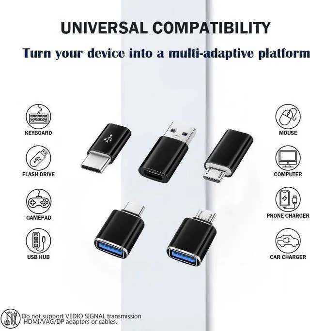 Alt view image 5 of 6 - JAENFONG [5 Pack Adapter Set USB A Female to USB C Male Type-C Female to USB 3.0 Male Micro-USB to Type-C 5Gbps OTG Adapter Converter Support Charging Audio Video Data Transfer