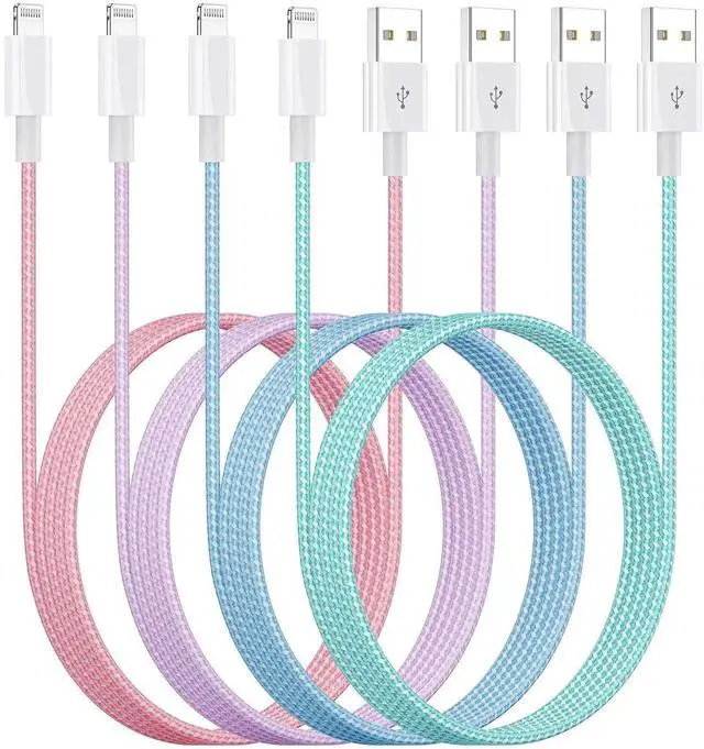 Main image of iPhone Charger 10ft Lightning Cable 4Pack MFi Certified Nylon Braided USB Fast Charging Cord for iPhone 14 13 12 11 Pro MAX Xs XR X 8 7 6S 6 Plus SE 5S 5C