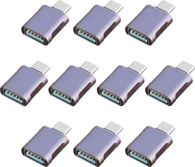 Main image of JAENFONG 10 Pack Up to 10Gbps/120W Usbc to USB Adapter USA to USB-c adopters U sb to USB C Connector Type C Male to a Female Adapter for Charger Phone 15/16 PC Laptop Tablet Keyboard etc Navy Blue