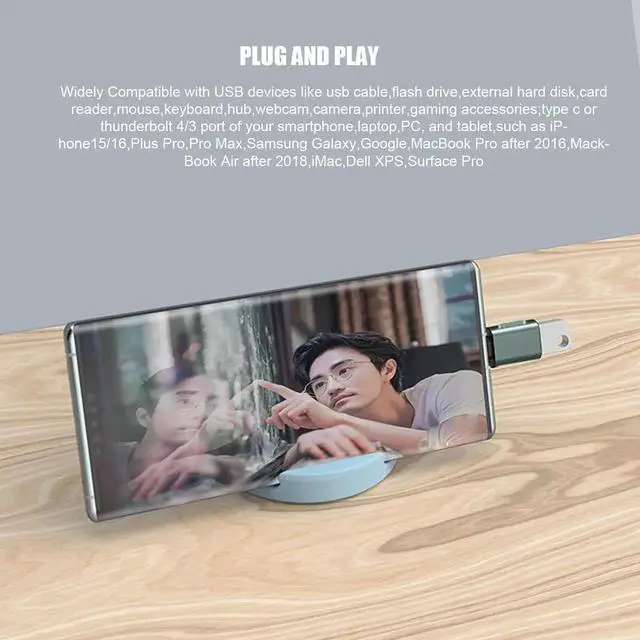 Alt view image 6 of 7 - JAENFONG 10 Pack Up to 10Gbps/120W Usbc to USB Adapter USA to USB-c adopters U sb to USB C Connector Type C Male to a Female Adapter for Charger Phone 15/16 PC Laptop Tablet Keyboard etc Navy Blue