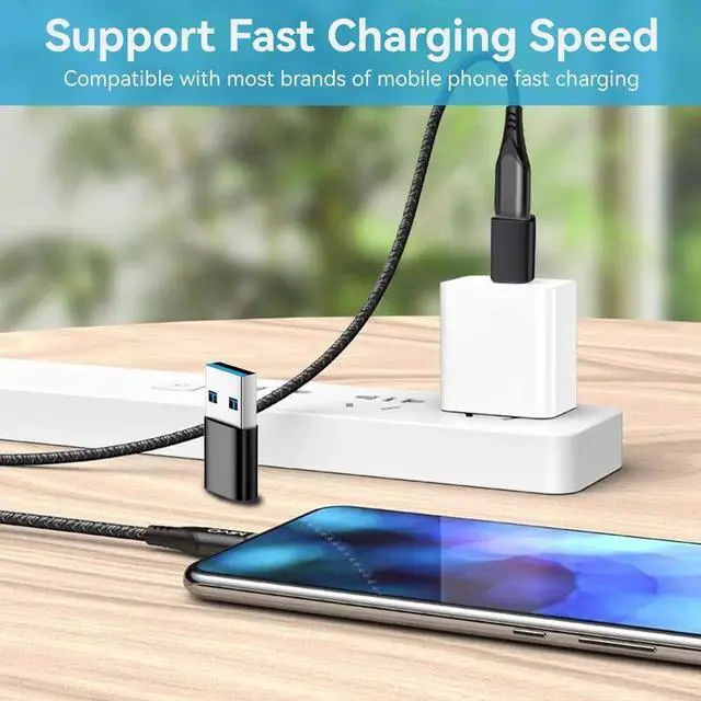 Alt view image 2 of 6 - JAENFONG USB to USB C Adapter 6 Pack 3*Type C Female to A Male Charger Converter&3*USB C Male to USB Female for MacBook Pro/Air iPhone 16 15 Pro Max/15 Plus/14 13 12 Galaxy S24/S23/S22/S21 Black