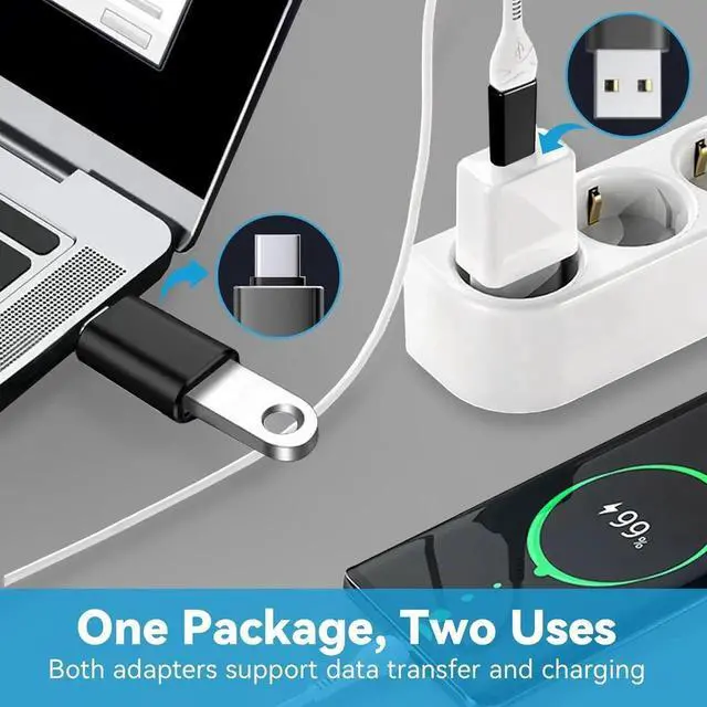 Alt view image 4 of 6 - JAENFONG USB to USB C Adapter 6 Pack 3*Type C Female to A Male Charger Converter&3*USB C Male to USB Female for MacBook Pro/Air iPhone 16 15 Pro Max/15 Plus/14 13 12 Galaxy S24/S23/S22/S21 Black