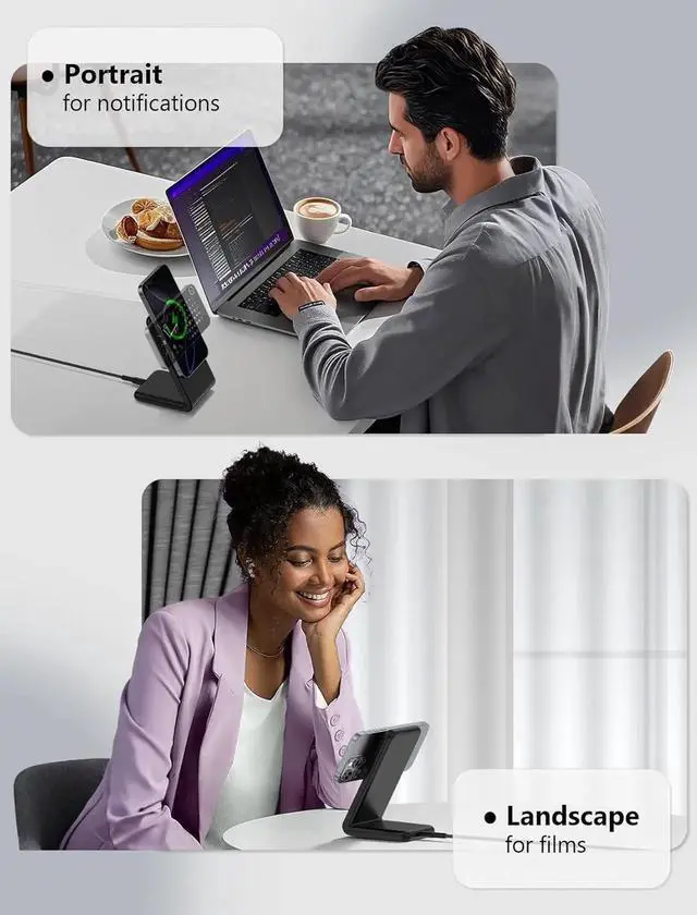 Alt view image 3 of 6 - Mag.Safe Charger - iPhone Charger Stand Fast Magnetic Wireless Charger for iPhone 16/15/14/13/12 Series - Black