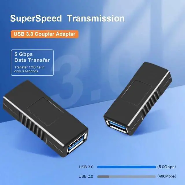 Alt view image 2 of 7 - JAENFONG SuperSpeed USB 3.0 Coupler Adapter Type A Female to Female Bridge Extension Connector (2PCS)