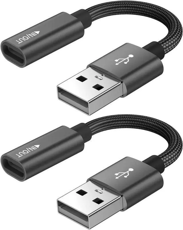 Main image of JAENFONG USB C Female to USB Male Adapter (2-Pack) Type C to USB A Charger Cable Adapter Compatible with iPhone 16 15 15 Pro Max iPad 2018 Galaxy Note 10 S22 S21 S20+ Plus Ultra Google Pixel 4 3