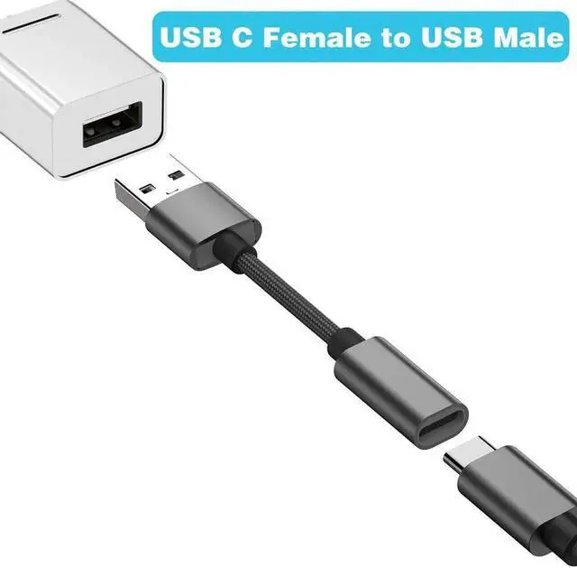 Alt view image 6 of 6 - JAENFONG USB C Female to USB Male Adapter (2-Pack) Type C to USB A Charger Cable Adapter Compatible with iPhone 16 15 15 Pro Max iPad 2018 Galaxy Note 10 S22 S21 S20+ Plus Ultra Google Pixel 4 3