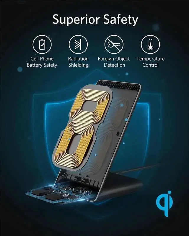 Alt view image 4 of 6 - 313 Wireless Charging Stand Qi-Certified for iPhone 16/16 Pro/16 Pro Max/15/14/13 10W Fast Charging for Galaxy S23/S22/S21 (No AC Adapter)