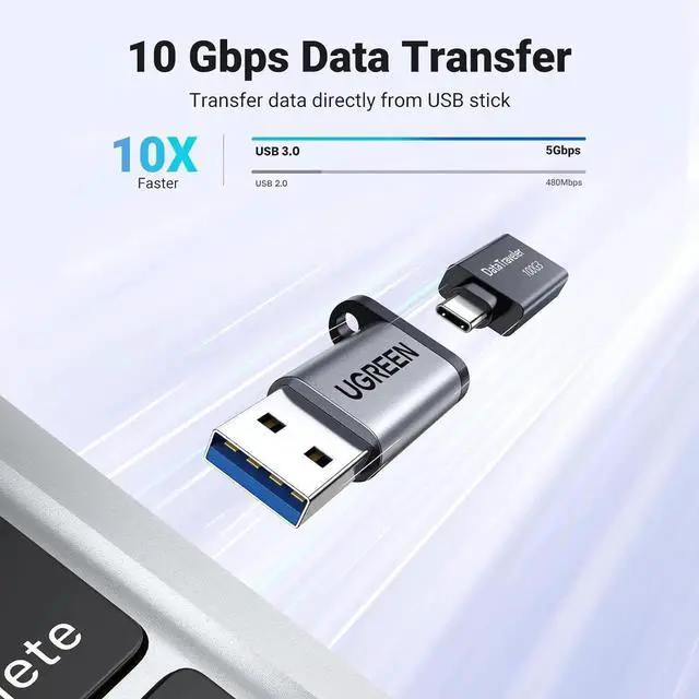 Alt view image 3 of 7 - JAENFONG 10Gbps USB C Female to USB Male Adapter Type C to USB A Charger Cable Converter Compatible with Watch iPhone 15 14 13 AirPods 3 MacBook Galaxy Google Pixel etc Gray