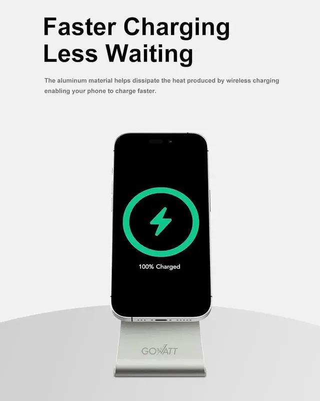 Alt view image 7 of 7 - MagSafe Charger Stand 15W Fast Charging Magnetic Charger Compatible with MagSafe Charger Wireless Charger Compatible for iPhone 16 15 14 13 12 Series and Airpods (1 Pack)