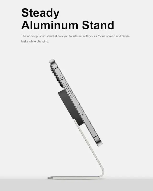 Alt view image 3 of 7 - MagSafe Charger Stand 15W Fast Charging Magnetic Charger Compatible with MagSafe Charger Wireless Charger Compatible for iPhone 16 15 14 13 12 Series and Airpods (1 Pack)