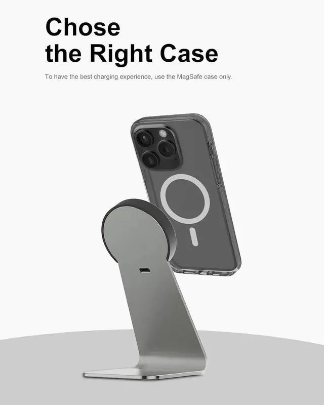 Alt view image 6 of 7 - MagSafe Charger Stand 15W Fast Charging Magnetic Charger Compatible with MagSafe Charger Wireless Charger Compatible for iPhone 16 15 14 13 12 Series and Airpods (1 Pack)