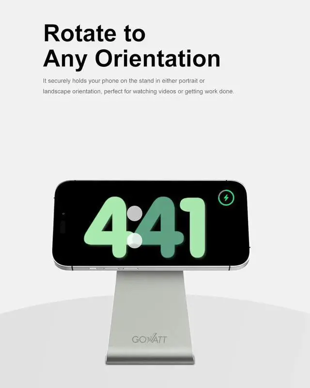 Alt view image 4 of 7 - MagSafe Charger Stand 15W Fast Charging Magnetic Charger Compatible with MagSafe Charger Wireless Charger Compatible for iPhone 16 15 14 13 12 Series and Airpods (1 Pack)