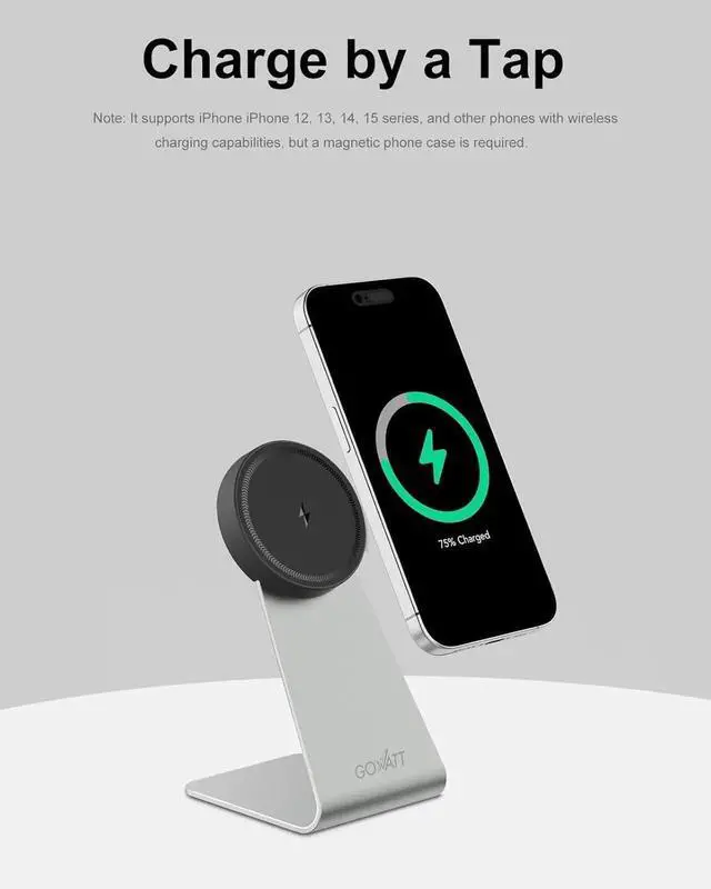 Alt view image 5 of 7 - MagSafe Charger Stand 15W Fast Charging Magnetic Charger Compatible with MagSafe Charger Wireless Charger Compatible for iPhone 16 15 14 13 12 Series and Airpods (1 Pack)