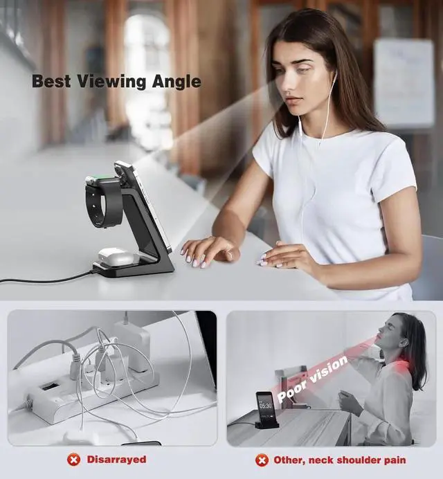 Alt view image 2 of 6 - 3 in 1 Magnetic Wireless Charging Station 20W Charger Stand Magnetic Wireless Charger for iPhone 16 15 14 13 12 Pro/Pro Max/Plus/Mini AirPods 2/3/Pro iWatch Ultra/8/7/SE/6/5/4/3/2 (3 in 1)