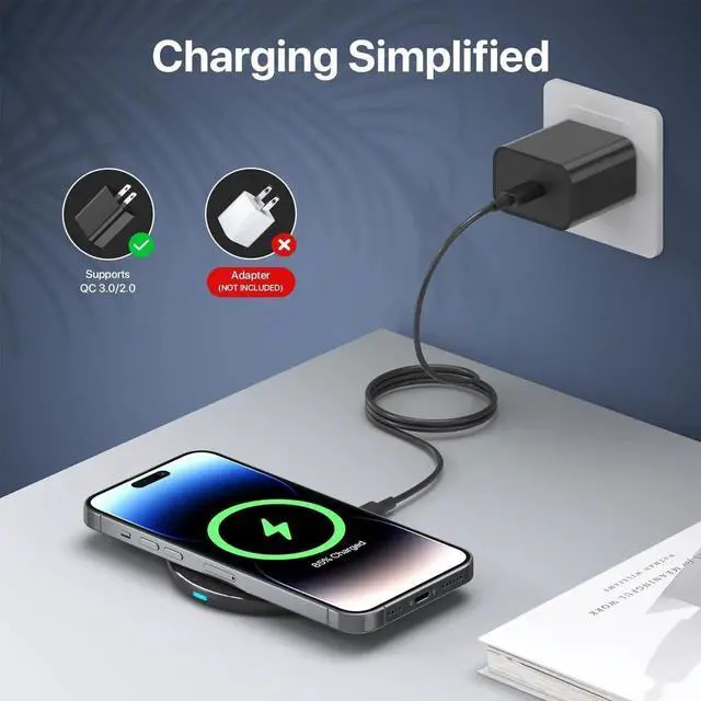 Alt view image 5 of 6 - Wireless Charger 30W 30W Fast Wireless Charging Pad For iPhone 15 14 13 12 11 X 8 Wireless Charger For Galaxy S24/S23/S22/S21/S20/S10/S9/S8/Note20/10/9/8 Air Pods/Galaxy Buds Pixel/LG G8 7