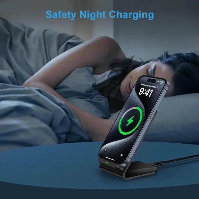 Alt view image 4 of 7 - Google Pixel 9 Wireless Charger Stand Fast Charging for Pixel 9A 9 Pro XL Fold 9 8A 7A 8 7 6 Pro 15W Phone Wireless Charger Station for Galaxy S25 S24 S23 S22 S21 S20 Ultra FE iPhone 16 15