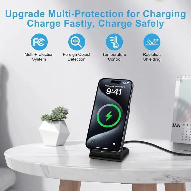 Alt view image 5 of 7 - Google Pixel 9 Wireless Charger Stand Fast Charging for Pixel 9A 9 Pro XL Fold 9 8A 7A 8 7 6 Pro 15W Phone Wireless Charger Station for Galaxy S25 S24 S23 S22 S21 S20 Ultra FE iPhone 16 15