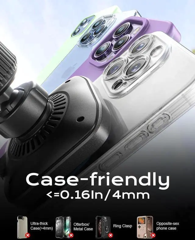 Alt view image 6 of 6 - for 15W Magsafe Car Mount Charger iPhone Wireless Car Charger Magnetic Car Phone Holder Mount Fit iPhone 16 15 14 13 Magsafe Case Vent/Windshield/Dash Phone Mount Holder Fast Cooling Charger