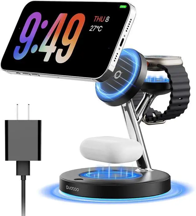 Main image of 2025 3 in 1 Charging Station Compatible with Mag-Safe Charger Wireless Charger Stand for iPhone 16 15 14 13 12 Series Wireless Charging Station for AirPods Wireless Charging Stand for iWatch Series