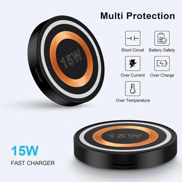 Alt view image 5 of 6 - Wireless Charger Android Fast Charging Pad Wireless Phone Charger for Galaxy S25 S24 Ultra S24+ S24 S23 S22 S21 S20 Magnetic Magsafe Wireless Charger for iPhone 16 Pro Max Plus 15 14
