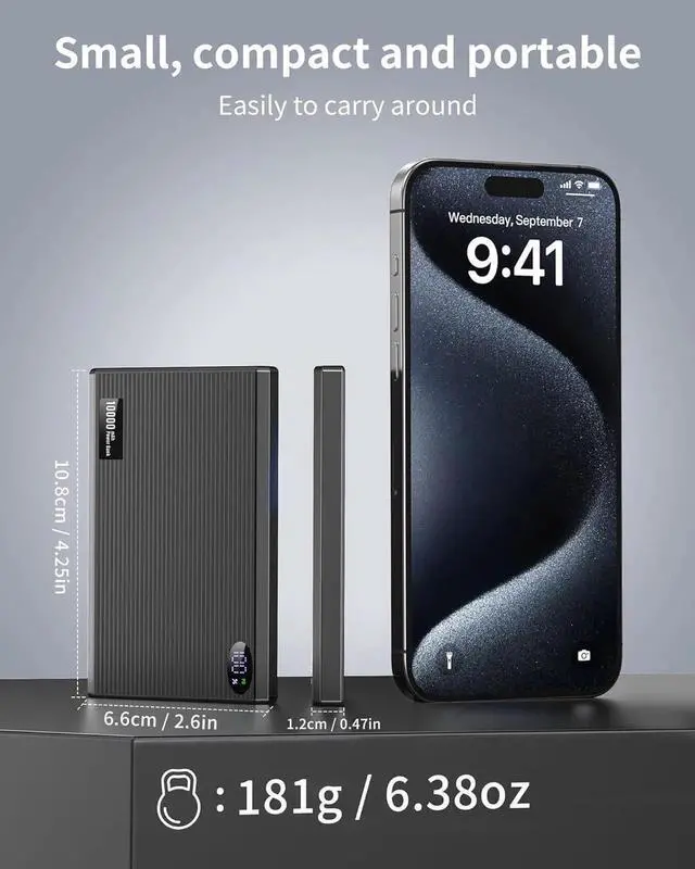 Alt view image 4 of 6 - Portable Charger Power Bank 10000mAh Wireless Charger iPhone with USB C to 20 W PD Fast Charging Cable Mag-Safe Battery Pack Magnetic Charger for iPhone 16/15/14/13/12 Pro/Pro Max/Plus iPad