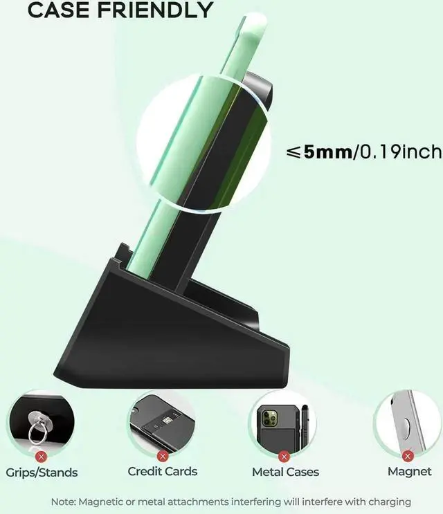 Alt view image 6 of 7 - Wireless Charger YUWISS Wireless Charging Stand Cordless Charger 10/7.5/5W Compatible with iPhone 14 13 12/12 /11Pro Max/XR/XS Max/XS/X/8/8Plus Galaxy S22/S21/S9/S9+/S8/S8+ Note