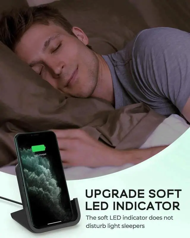 Alt view image 5 of 7 - Wireless Charger YUWISS Wireless Charging Stand Cordless Charger 10/7.5/5W Compatible with iPhone 14 13 12/12 /11Pro Max/XR/XS Max/XS/X/8/8Plus Galaxy S22/S21/S9/S9+/S8/S8+ Note