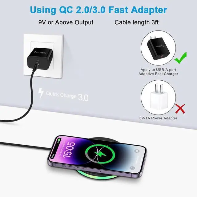 Alt view image 3 of 6 - Android Wireless Charger Fast Charging Pad for Galaxy S25 Ultra S25+ S25 S24 FE S24 Ultra S24+ S24 S23 S22 S21 S20 FE Pixel Wireless Charger Phone Charger Station for Google Pixel 9 8a 7 Pro