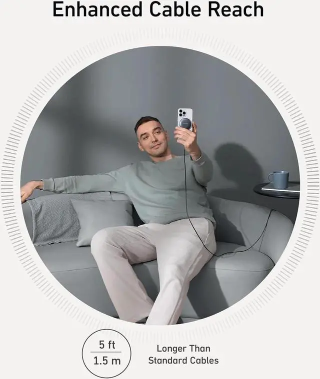 Alt view image 6 of 7 - MagSafe Charger Pad MagGo iPhone 16 Wireless Charging Pad Qi2 Certified 15W Wireless Charger Compatible with iPhone 16/16 Plus/16 Pro/16 Pro Max/15/14/13/12 Series (Adapter Not Included)