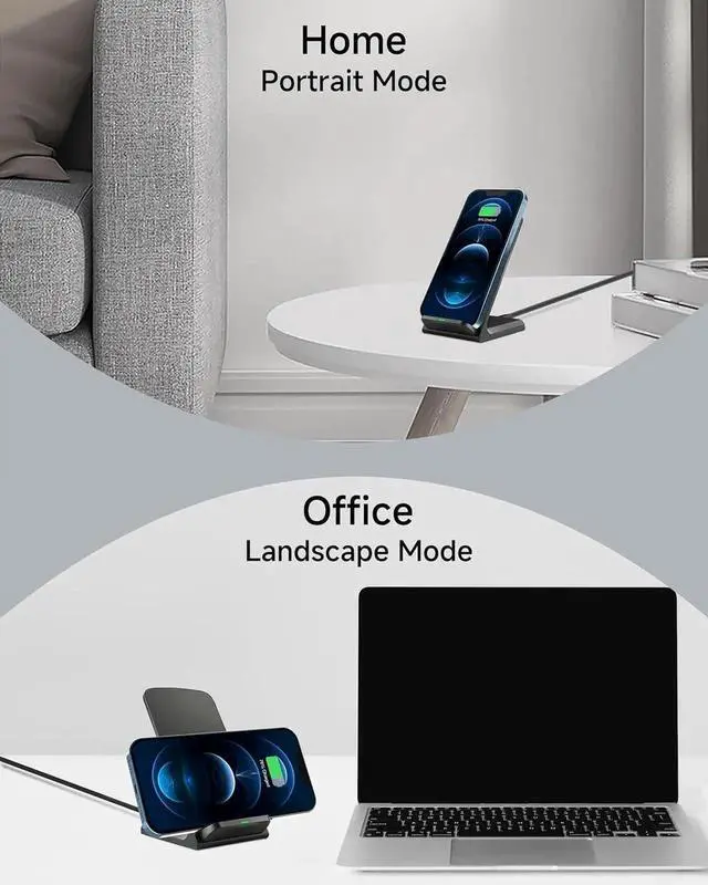 Alt view image 2 of 4 - Android Wireless Cell Phone Charging Station 15W Fast - Qi-Certified Charger Stand for Galaxy Google Pixel Motorola Razr OnePlus Ulefone (Black)