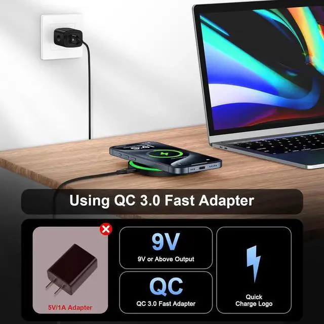 Alt view image 6 of 7 - Android Wireless Charger Fast Charging Pad for Motorola Edge/Razr 2025 2024 Moto G Stylus/Power 2025 Razr 50 Ultra Wireless Phone Charger Station 15W for Galaxy S24/S23/S22 with QC Adapter