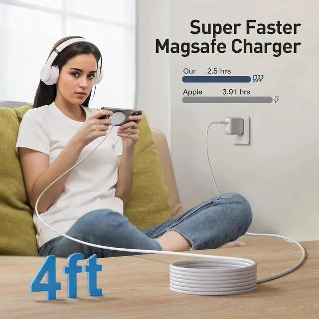 Alt view image 3 of 6 - 2025 Latest Magnetic Wireless Charger for iPhone: Mag Safe Charger Fast Charging Pad Compatible with iPhone 16 15 14 13 12 Pro Max Plus & Airpods 2 3 4Pro(3 Pack)