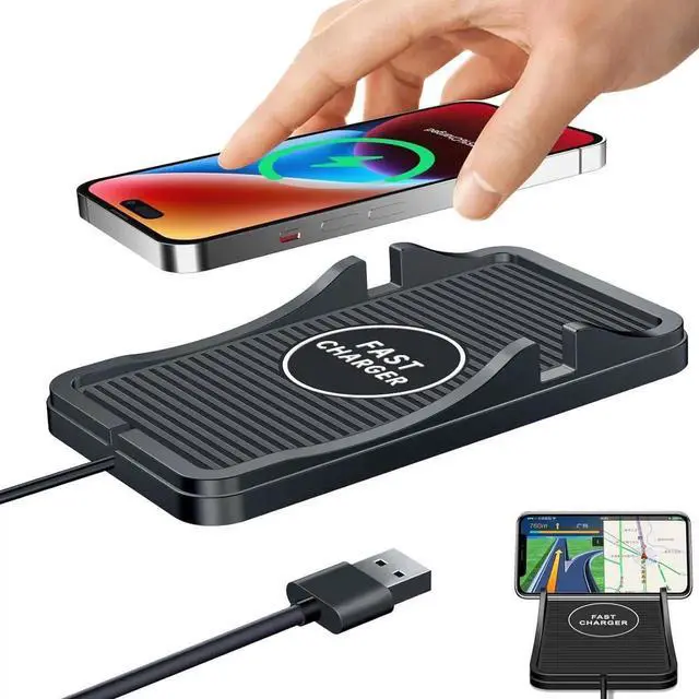 Alt view image 3 of 5 - Wireless Charger Car Charging Pad Non-slip 15W 10W 7.5W Fast Charger Mount Adapter for iPhone 13 12 Pro Max 11 8 Plus X XR Xs LG G8 Note 20 10 Galaxy S10 S20 S21 S22 S23 S24 S25 Android Phones