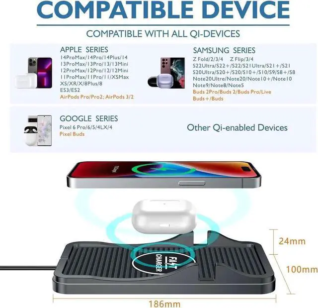 Alt view image 5 of 5 - Wireless Charger Car Charging Pad Non-slip 15W 10W 7.5W Fast Charger Mount Adapter for iPhone 13 12 Pro Max 11 8 Plus X XR Xs LG G8 Note 20 10 Galaxy S10 S20 S21 S22 S23 S24 S25 Android Phones