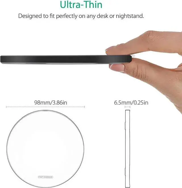 Alt view image 4 of 6 - Fast Wireless Charger 20W Max Wireless Charging Pad Compatible with iPhone 16/16 Pro/15/14/13/12/SE/11/XS Max/XR AirPodsWireless Charge Mat for Galaxy S25/S24/Note Pixel/LG G8