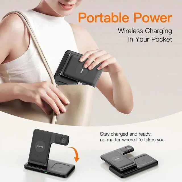 Alt view image 4 of 7 - 2025 3 in 1 Wireless Charger for iPhone 16 15 14 13 12 11 XR 8 Charging Station for Watch 10/9/Ultra/8/7/SE/6/5/4 & AirPods Series Wireless Charging Station for Multiple Devices