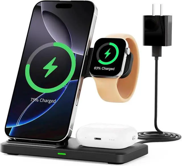 Main image of 2025 3 in 1 Wireless Charger for iPhone 16 15 14 13 12 11 XR 8 Charging Station for Watch 10/9/Ultra/8/7/SE/6/5/4 & AirPods Series Wireless Charging Station for Multiple Devices