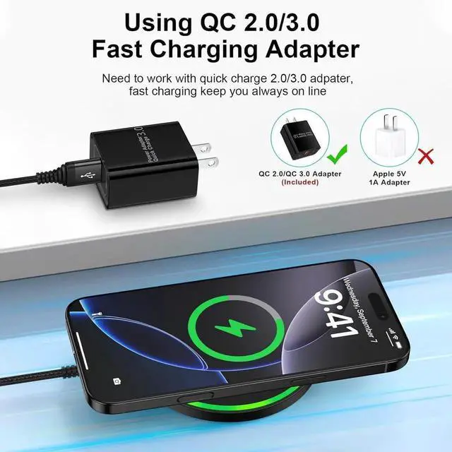 Alt view image 7 of 7 - 15W Wireless Charger Fast Charging Pad for Motorola Moto G Power 2025/razr+/G Stylus 5G 2024/Edge+ Android Wireless Charging Station with 18W Adapter for Galaxy S25 Ultra S24 FE 23 Pixel 9 8a