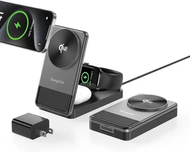 Main image of Qi2 3 in 1 Wireless Charging Station for 15W Wireless Travel Charger for iPhone 16/15/15 Pro/14/13/12 Watch Airpods Fast Charger for Multiple Devices