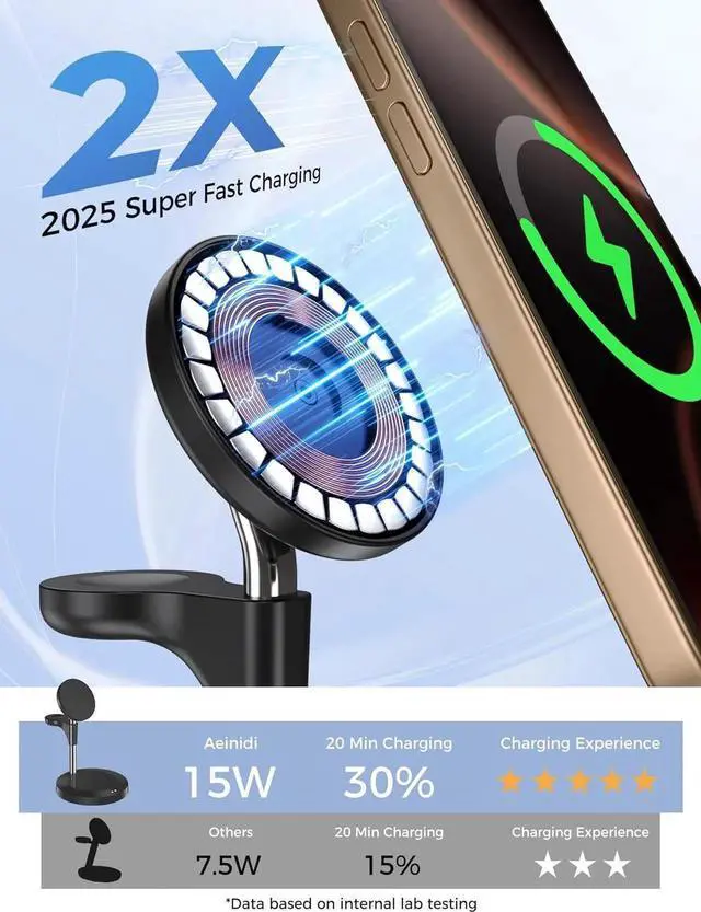 Alt view image 3 of 6 - 3 in 1 Wireless Charging Station for Multiple Devices 15W Fast Magnetic Mag-Safe Charger Stand for iPhone 16 15 14 13 12 Pro Max Plus Mini Watch 4 3 2 Black