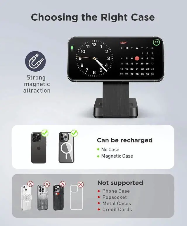 Alt view image 5 of 6 - 3 in 1 Magnetic Wireless for iPhone Charging Station: Foldable Portable Charger for iPhone 16-12 Pro Max & Watch & AirPods for Multiple Devices Charger for Home Office&Travel