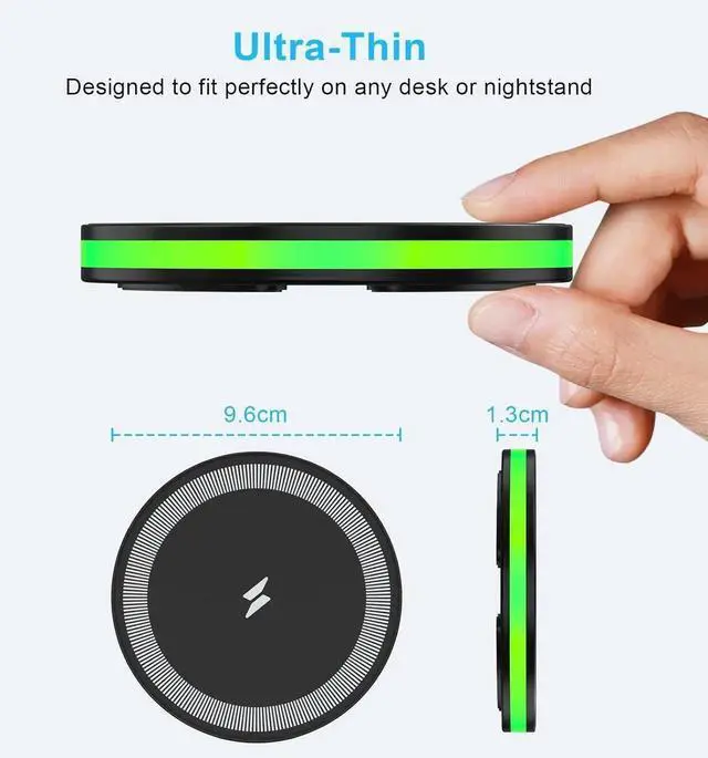 Alt view image 2 of 7 - Wireless Fast Charger Android Phone Charging Pad Wireless Charging Station for Galaxy S25 Ultra S25 Plus S24 S23 S22 S21 S20 S10 iPhone 16 Pro Max Plus 15 14 with QC 3.0 Power Adapter