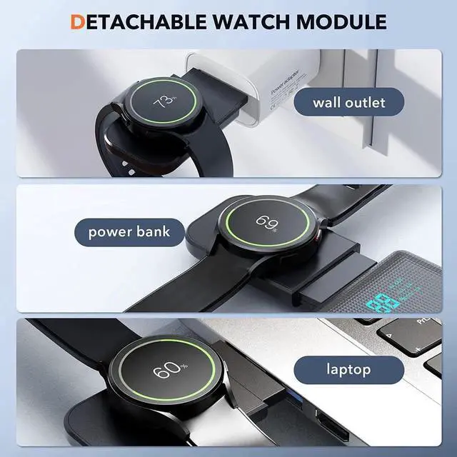 Alt view image 6 of 6 - Wireless Charger for 3 in 1 Wireless Charging Station for Galaxy Watch Charger Compatible for S25 Ultra Plus S24 S23 S22 S21 Z Fold Flip 7/6/5/4 Galaxy Watch 8/7/6/5 Pro/4/3(Black)