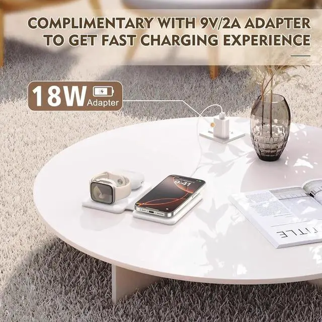 Alt view image 4 of 7 - Magnetic Wireless Charger for iPhone: 3 in 1 Travel Charging Station for Devices for iPhone 16 15 14 13 12 Pro Max Plus - Foldable Charging Pad for Watch Series & Airpods 4 3 2 Pro