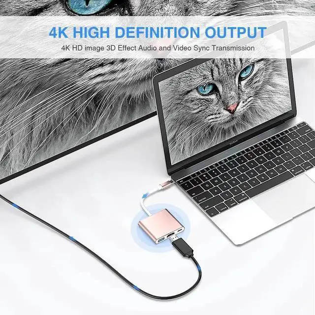 Alt view image 5 of 6 - JAENFONG USB-C to HDMI Adapter 4K USB Hub with 100W PD Charging USB-A 3.0 Port Multiport Adapter for MacBook Chromebook iPad Surface TV Monitor and More