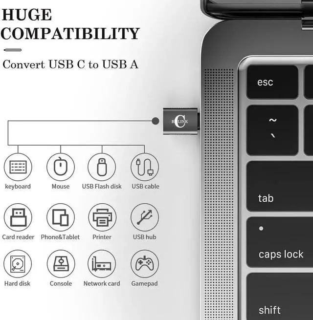 Alt view image 2 of 7 - JAENFONG 10Gbps USB C to USB Adapter (2 Pack) USB 3.2 Gen 2 Fit Side by Side USB C Male to USB A Female Converter for iPhone 16 15 Series iPad MacBook and More Type C Devices